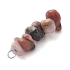 Gradient Color Natural Rose Quartz & Natural Rhodonite & Natural Pink Opal Chip Beaded Pendants PALLOY-JF02791-04-5