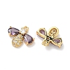 Brass Micro Pave Cubic Zirconia Bee Charms KK-A281-23G-03-2