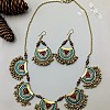 Bohemian Alloy Enamel & Wood Bead & Glass & Resin Tassel Pendant Necklaces & Dangle Earrings Sets FS-WG7EA3D-01-2
