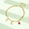 Ocean 304 Stainless Steel Pave Red Cubic Zirconia Charm Anklets for Women SA-CBA3D94-04C-G-1