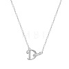 304 Stainless Steel Crystal Rhinestone Initial Pendant Necklaces FS-WGCEFCC-04-1