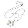 304 Stainless Steel Textured Flower Pendant Necklaces for Women NJEW-C117-01A-P-4