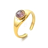 Natural Gemstone Sun 304 Stainless Steel Cuff Open Rings for Women RJEW-JR01065-4