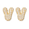 Brass Micro Pave Cubic Zirconia Stud Earrings EJEW-Z091-04G-V-2