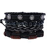 4Pcs Weave Imitation Leather Multi-strand Bracelets for Men WGB022D-08-1