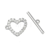 Brass Micro Pave Clear Cubic Zirconia Toggle Clasps KK-K391-07P-2