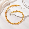 Natural Amber Chip Beaded Necklaces for Women NJEW-JN05871-1