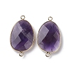 Natural Amethyst Connector Charms G-C110-02C-KCG-1