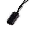 Adjustable Natural Mixed Gemstone Rectangle Pendant Necklace with Nylon Cord for Women NJEW-L171-03-4