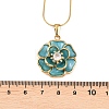 304 Stainless Steel Pave Clear Cubic Zirconia with Enamel Flower Pendant Necklaces NJEW-H088-02G-5