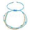 Beachy Style Brass & Glass & Seed Beaded Multi-Layer Bracelets BK3958-2-6