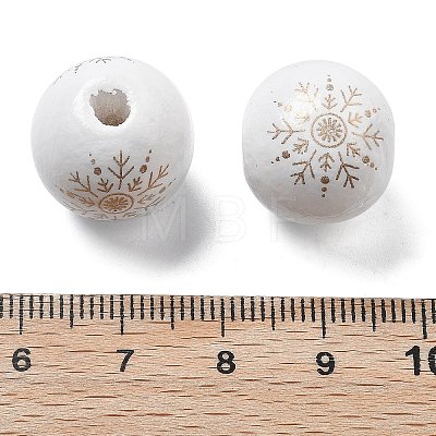 Christmas Printed Schima Wood European Beads WOOD-G023-18B-1