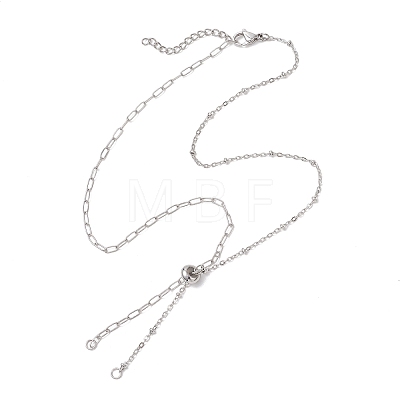 304 Stainless Steel Satellite Chain Paperclip Chain Slider Necklace Making AJEW-JB01495-01-1