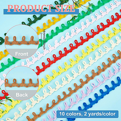 20 Yards 10 Colors Chinlon Braid Trims with Elastic Button Loops SRIB-BC0001-04-1