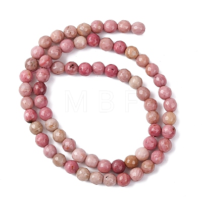 Faceted Natural Rhodonite Round Bead Strands G-M289-02-6mm-1