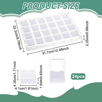 24-Grid Transparent Acrylic Loose Diamond Package Organizer Boxes CON-WH0085-207A-1