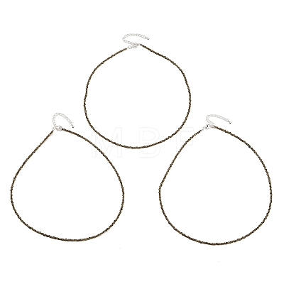 Natural Golden Sheen Obsidian Beaded Necklaces NJEW-K114-A-A19-1
