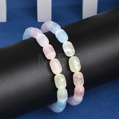 Dyed Natural Selenite Column Beaded Stretch Bracelets for Women BJEW-I312-05F-1