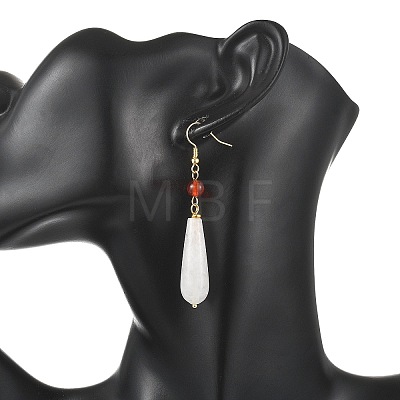 Natural Quartz Crystal & Brass & 304 Stainless Steel Dangle Earrings EJEW-JE07257-02-1
