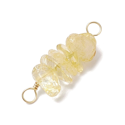 10Pcs 5 Styles Constellation Natural Garnet & Rose Quartz & Tiger Eye & Amethyst & Strawberry Quartz Copper Wire Wrapped Chip Beaded Connector Charms PALLOY-JF02905-11-1