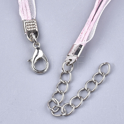 Waxed Cord and Organza Ribbon Necklace Making NCOR-T002-134-1