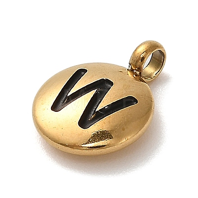 304 Stainless Steel Black Enamel Charms STAS-R009-01G-W-1