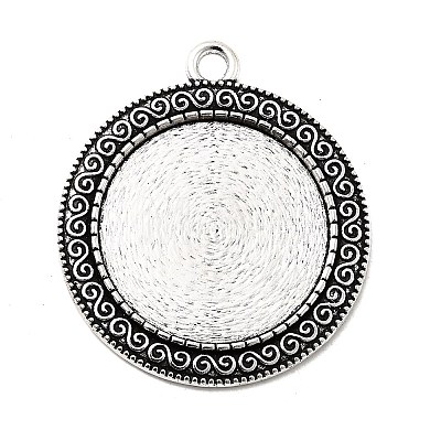 Tibetan Style Alloy Pendant Cabochon Settings X-TIBEP-N003-52AS-1