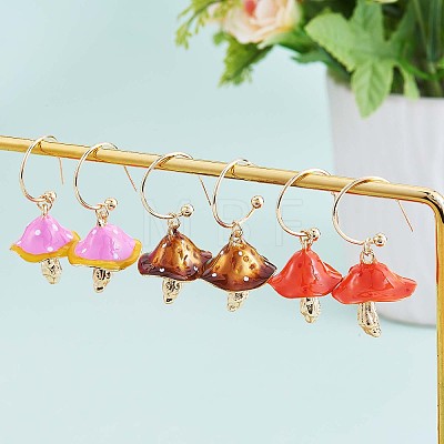 Enamel Mushroom Dangle Stud Earrings JE987C-1