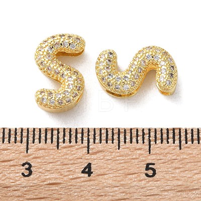 Rack Plating Brass Micro Pave Cubic Zirconia Slide Charms KK-C084-34G-S-1