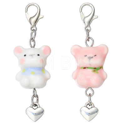 2Pcs Handmade Porcelain Pendant Decorations HJEW-SW00371-1