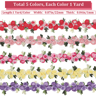 Gorgecraft 5 Yards 5 Colors Polyester Ribbon for Jewelry Making OCOR-GF0003-13-1