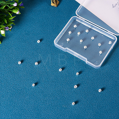 20Pcs 925 Sterling Silver Corrugated Round Spacer Beads STER-TA0001-32-1