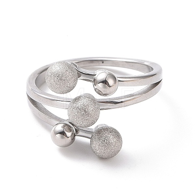 Non-Tarnish 304 Stainless Steel Round Ball Finger Ring for Women RJEW-D120-13P-1