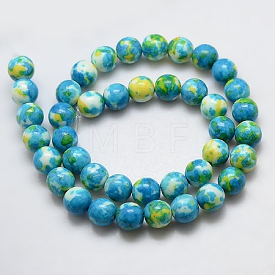 Synthetic Ocean White Jade Beads Strands G-L019-6mm-06-1