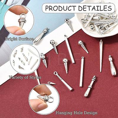 50Pcs 10 Styles Tibetan Style Alloy Charms FIND-CJ0006-06-1