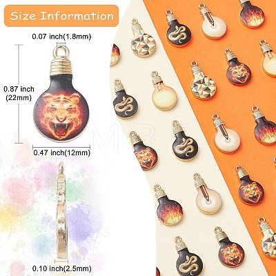 30Pcs 6 Styles Printed Alloy Enamel Pendants ENAM-CJ0005-11-1