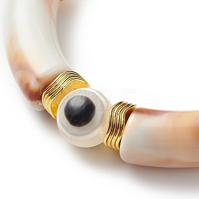 8Pcs 8 Color Acrylic Curved Tube & Plastic Evil Eye Beaded Stretch Bracelets Set BJEW-JB08963-1