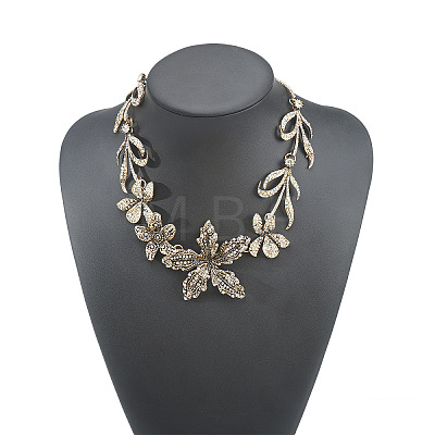 Alloy Crystal Rhinestone Flower Bib Necklaces for Women WGBAD31-01-1