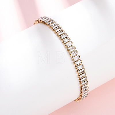 304 Stainless Steel Pave Clear Cubic Zirconia Tennis Bracelets BJEW-G754-03G-01-1