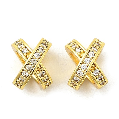 Brass Micro Pave Cubic Zirconia Beads KK-P297-06G-1