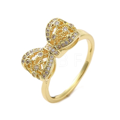 Rack Plating Brass Micro Pave Cubic Zirconia Finger Ring RJEW-C072-33D-G-1