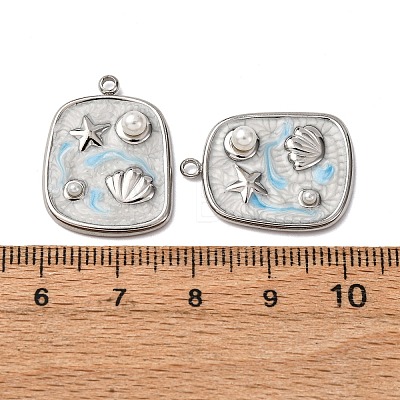 304 Stainless Steel Enamel Pendants STAS-P406-25B-P-1
