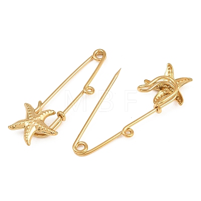 Starfish 304 Stainless Steel Safety Pins Brooch Findings SA-CBA098D-16I-G01-1