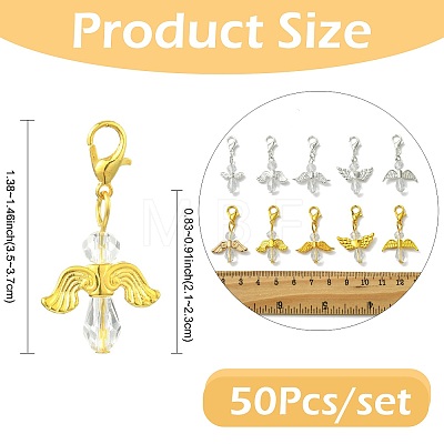 50Pcs 5 Style Glass & Alloy Pendant Decorations HJEW-FS00076-1