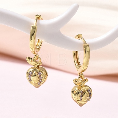 Brass Cubic Zirconia Hoop Earrings EJEW-Q015-01G-C-1