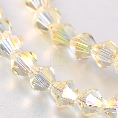 Electroplate Faceted Bicone Glass Beads Strands EGLA-P017-4mm-14-1