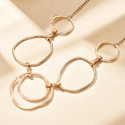 201 Stainless Steel & Alloy Multi Ring Bib Necklaces for Women WG2A4B7-01-1