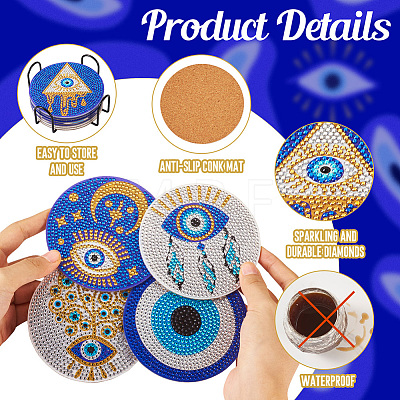 DIY Evil Eye Pattern Coaster Diamond Painting Kits DIY-TAC0016-54-1