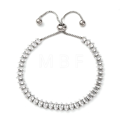 304 Stainless Steel with Clear Cubic Zirconia Link Chain Bracelets BJEW-G754-03P-04-1