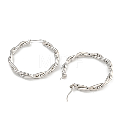 304 Stainless Steel Twist Ring Hoop Earrings for Women EJEW-U022-14P-1